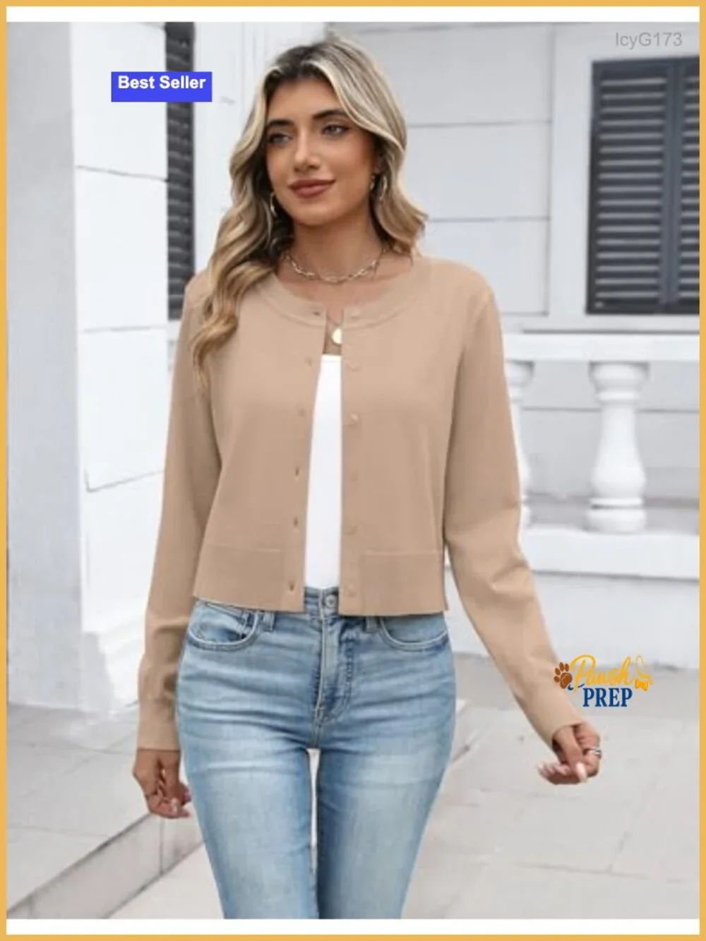 Cropped Cardigan Sweater Knitted Bolero Shrug for Dress Crew Neck Button Down